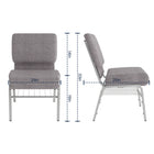 Flash Furniture HERCULES Series 21"W Church Chair with Book Rack - Silver Vein Frame - Grey Fabric-Book Pouch on Back