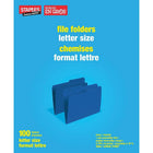 Staples 1/2 Cut File Folders - Letter Size - Navy Blue - 100 Pack-1/2-cut tabs are pre-printed with a ruled area for a file number and name