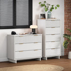 Manhattan Comfort Granville Modern Tall Narrow and Standard Dresser Set - White-Recommended for up to 35 inch TV.