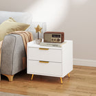 HOMCOM Bedside Table with Gold Metal Legs for Bedroom - White-Stable MDF for everyday use, with strong and supportive metal legs