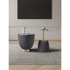 Manhattan Comfort Anderson Modern Leatherette Upholstered End Table - Grey - Set of 2-End Table 1.0 Features Beautiful Round Gold Steel Table Top