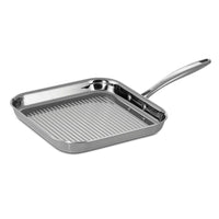 Tramontina 11" Tri-Ply Clad Stainless Steel Square Grill Pan - Induction-Ready-Tri-Ply Construction: Aluminum core with 18/10 stainless steel ensures even heat distribution and consistent cooking