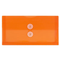 JAM Paper #10 Plastic Envelopes with Button and String Tie Closure, 5.25 x 10, Orange Poly, 108 Pack (921B1ORB)-Material: plastic