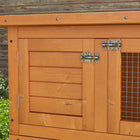 PawHut 2-Tier Wooden Rabbit Hutch with 2 Rooms - Yellow-2-tier designed for much more space 