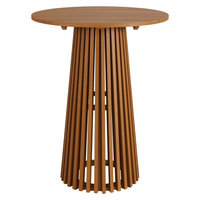 Modway Lane 31" Round Outdoor Teak Wood Bar Table - Natural-Teak Wood