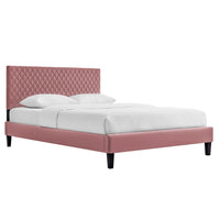 Modway Garcelle Performance Velvet King Platform Bed - Dusty Rose-Vintage Modern King Bed