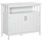 HOMCOM 41.75" L Sideboard Buffet Storage Cabinet - White- Features an open shelf, 2 cabinets, giving you plenty of room for keeping plates, boxes and other daily accessories 