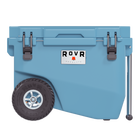 RovR RollR 60 Quart Wheeled Hard Cooler with Tow Handle - South Pacific-RollR 9’’ All-Terrain inflatable tires effortlessly glide over tough sand, dirt and grass