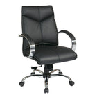 ProLine Deluxe Mid Back Executive Leather Chair, Black-Deluxe Mid Back Black Leather Executive Chair