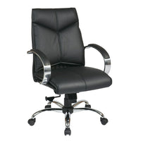 Fauteuil de direction en cuir ProLine Deluxe avec dossier moyen, noir-Fauteuil de direction en cuir Deluxe à dossier moyen