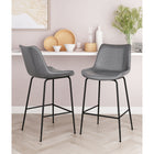 Zuo Byron Counter Stool - Grey-Dimensions: 22.2" L x 20.1" W x 38.6" H