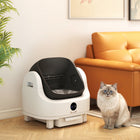 PawHut Open-Top Self Cleaning Cat Litter Box - White-Equipped with 4 weight sensors and 2 infrared sensors ensures pet safety 