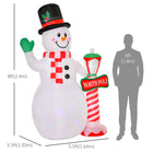 HOMCOM Lit Inflatable Snowman with Light Ball Christmas Decoration-Includes six stakes, two drawstrings and two sandbags to keep it anchored on windy nights 
