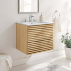 Modway Render 24" Wall-Mount Bathroom Vanity - Oak/White-Walnut Grain Vanity