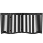 PawHut 80" Extra Wide Freestanding Pet Gate with Support Feet - Black-MDF board frame is robust and pet-friendly 
