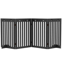 PawHut 80" Extra Wide Freestanding Pet Gate with Support Feet - Black-MDF board frame is robust and pet-friendly 