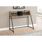 Monarch Specialties 7546 48" Computer Desk - Dark Taupe/Black Metal-Sturdy metal base in a black finish provides stability and features trapezoid-shaped legs for a sleek, contemporary look