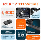 Delton 90X Ultralight Wireless Noise Canceling Bluetooth Headset - Black-This computer headset with microphone is equipped with Bluetooth 5.0 for a stable, efficient, and wide-ranging wireless connection.