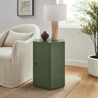 Modway Kade Faceted Semi-Gloss Side Table - Cypress-Cabinet Storage with Fixed Shelf