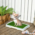 PawHut 18" L Artificial Grass Dog Pee Pad - Blue-With a Three-layer design, includes artificial grass pad, grid panel, and tray 