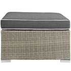 Modway Repose Outdoor Patio Upholstered Fabric Ottoman - Light Grey/Charcoal-Tan/Grey Synthetic PE Rattan