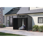 Suncast Modernist Storage Shed - 6' x 5' - Peppercorn/Black-Shed design features 4 large transom windows providing natural light to interior.