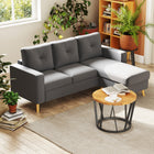 HOMCOM Sectional Sofa with Changeable Chaise for Bedroom - Dark Grey-Compact design and spacious seating for small spaces