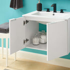 Modway Maybelle 24" Wall-Mount Bathroom Vanity - White-Ceramic Sink Basin