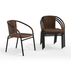 Flash Furniture Medium Brown Rattan Indoor-Outdoor Restaurant Stack Chair-Outdoor patio chairs