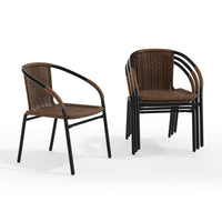 Flash Furniture Medium Brown Rattan Indoor-Outdoor Restaurant Stack Chair-Outdoor patio chairs