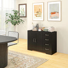 HOMCOM Modern 41.3" L Sideboard Buffet Cabinet with 4 Drawers and 2 Beadboard Doors - Black-Use it as a display cabinet, sideboard, or hallway storage unit