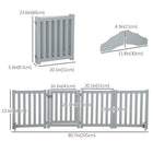 PawHut 4 Panel Foldable Dog Gate with Door - Grey-Flexible panels which can be arranged in different ways 