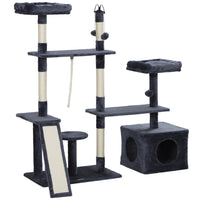 PawHut 53" Cat Tree Tower with Scratching Posts, Condo and Beds - Dark Grey-Activity play center keeps cats entertained and active 