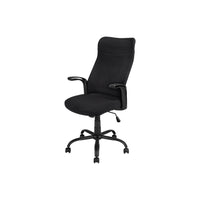 Monarch Specialties 7248 Multi-Position Office Chair - Black/Black Fabric-High-back executive office chair with fixed armrests in black and black polyester fabric