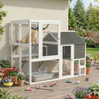 PawHut Catio Outdoor Cat Enclosure - 63" L - 4-Way Door-A fir wood frame and PET roof ensure stable, all-weather outdoor safety
