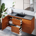 Modway Scenic 48" Wall-Mount Bathroom Vanity - Cherry/Black-Drywall Friendly Mounting Cleat