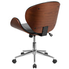 Flash Furniture Mid-Back Walnut Wood Swivel Conference Chair - Black Leather-Curved Walnut Wood Back and Seat