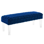 Modway Prologue Woven Performance Velvet Ottoman - Navy-Velvet Ottoman
