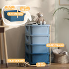 Qaba 4 Tier Kids Toy Organizer with 4 Plastic Storage Bins - Blue-Compact for easy fit, and spacious inside 4.2 gallon (16 L) drawers 