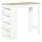 HOMCOM Bar Table with 4 Storage Shelves - Natural Wood-4-tier shelf provides ample storage for keeping things within reach