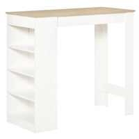 HOMCOM Bar Table with 4 Storage Shelves - Natural Wood-4-tier shelf provides ample storage for keeping things within reach