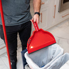 Vileda One Sweep Broom with Dual Action Dust Pan - Red-Dustpan rubber cones remove debris from broom bristles, while the rubber lip ensures a snug fit to the floor for easy dirt collection