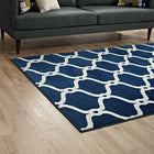 Modway Beltara Chain Link Transitional Trellis Area Rug - 8 ft W x 10 ft L - Moroccan Blue/Ivory-Gripping Rubber Underside 
