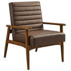 Modway Jensen Vegan Leather Accent Chair - Walnut Brown-Upholstered Vegan Leather
