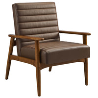 Modway Jensen Vegan Leather Accent Chair - Walnut Brown-Upholstered Vegan Leather