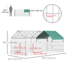 PawHut Outdoor Metal Kennel Enclosure for Small Animals - Green-Wired animal shelter protects pets from elements and predators 