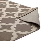 Modway Cerelia Moroccan Trellis Indoor/Outdoor Area Rug - 8 ft W x 10 ft L - Light/Dark Beige-High Density / Machine-Woven