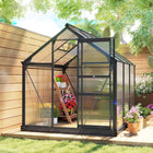 Outsunny Polycarbonate Greenhouse - 6' x 6' x 6.6' - Grey- Nurse seedlings, grow tropical, or extend the growing season into mild winters
 