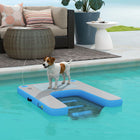 PawHut 47" L Dog Water Ramp for Pets Up to 200 lbs - Blue-Comes with manual pump and storage bag for easy transport 