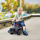 Aosom Kids Sliding Ride-On Police Car with Under Seat Storage - Black-Kid-size handle, suitable for toddlers aged 18 to 60 months 